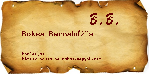 Boksa Barnabás névjegykártya